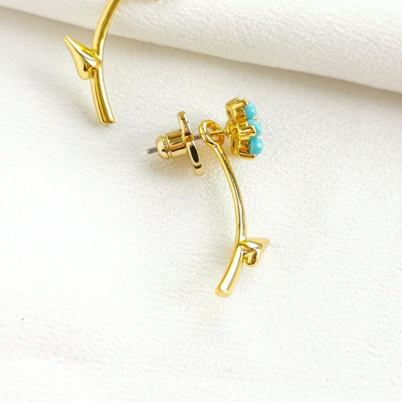 Kate Spade Myosotis Flower Gold Ear Jacket Earrings | NEW - Picture 3 of 7